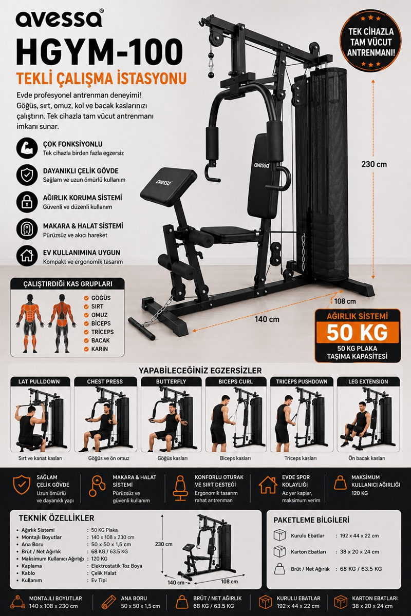 AVESSA HGYM-100 TEKLİ ÇALIŞMA İSTASYONU