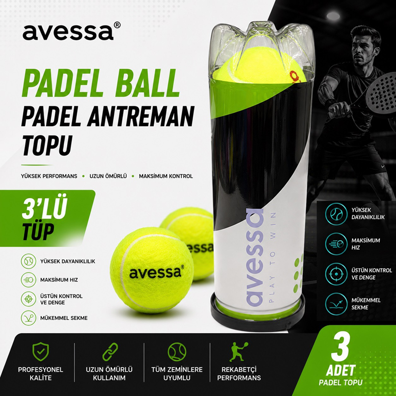 AVESSA PADEL BALL PADEL ANTREMAN TOPU 3'LÜ