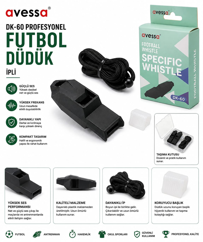 AVESSA DK-60 PROFESYONEL FUTBOL DÜDÜK