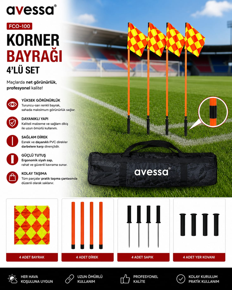 AVESSA FCO-100 KORNER BAYRAĞI 4 LÜ SET