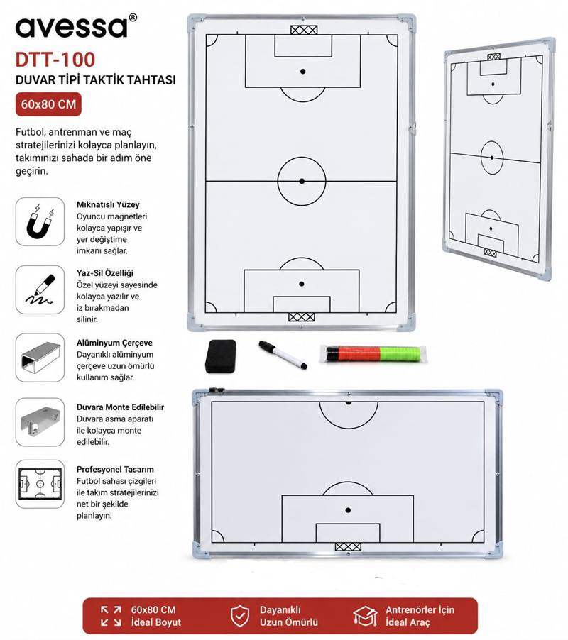 AVESSA DTT-100 DUVAR TİPİ TAKTİK TAHTASI 60X90 CM