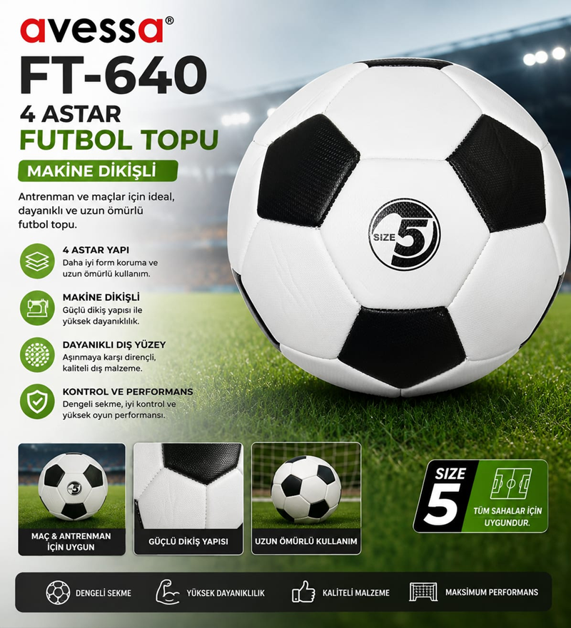 AVESSA FT-640 4 ASTAR MAKİNA DİKİŞLİ FUTBOL TOPU