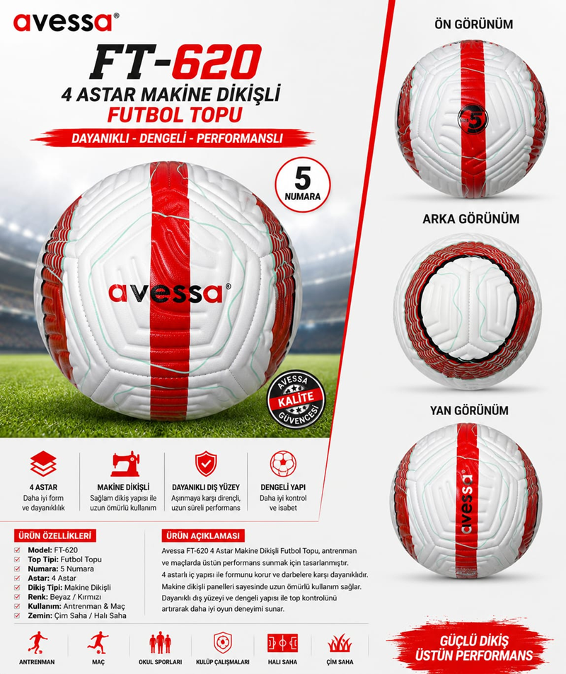 AVESSA FT-620 4 ASTAR MAKİNA DİKİŞLİ FUTBOL TOPU