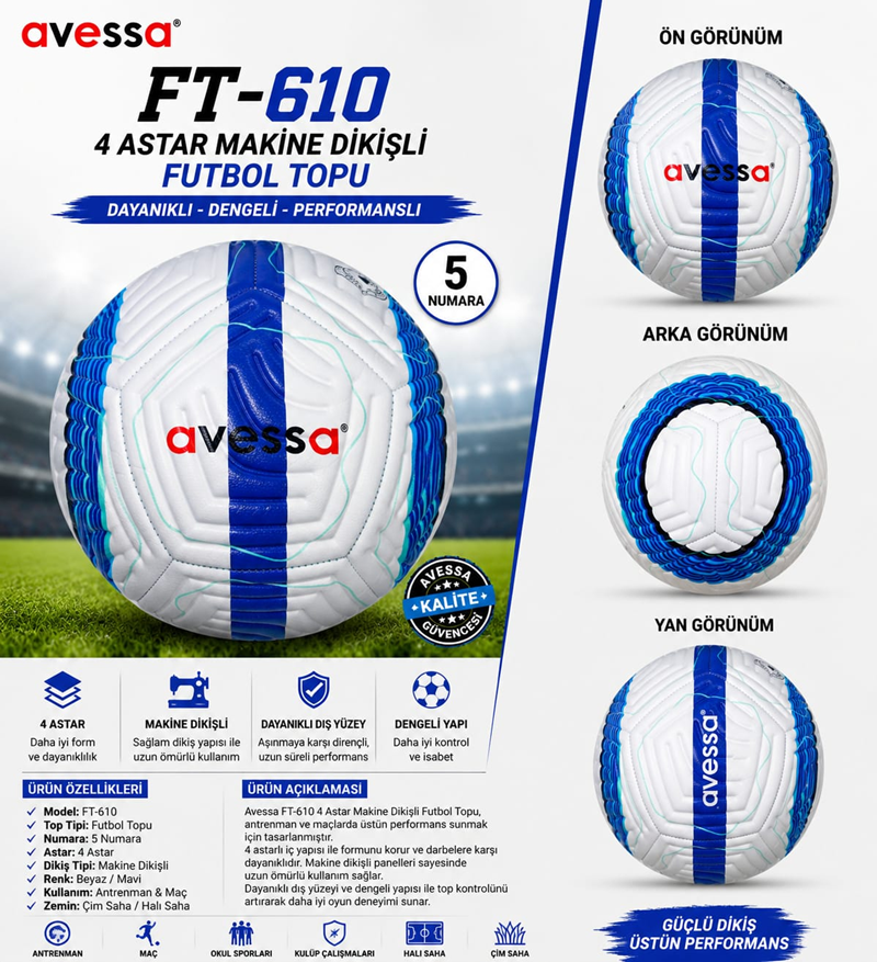 AVESSA FT-610 4 ASTAR MAKİNA DİKİŞLİ FUTBOL TOPU