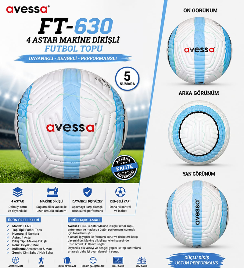 AVESSA FT-630 4 ASTAR MAKİNA DİKİŞLİ FUTBOL TOPU