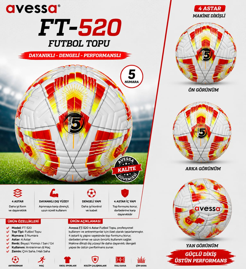 AVESSA FT-520 4 ASTAR MAKİNA DİKİŞLİ FUTBOL TOPU