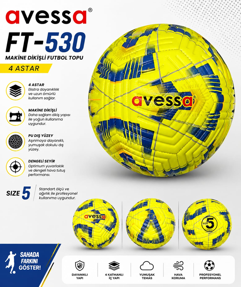 AVESSA FT-530 4 ASTAR MAKİNA DİKİŞLİ FUTBOL TOPU