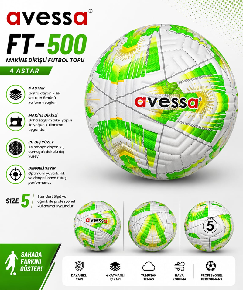 AVESSA FT-500 4 ASTAR MAKİNA DİKİŞLİ FUTBOL TOPU