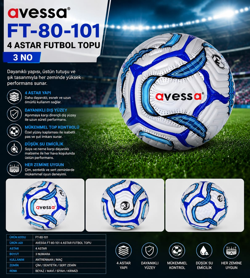 AVESSA FT-80-101 3 NO FUTBOL TOPU 4 ASTAR