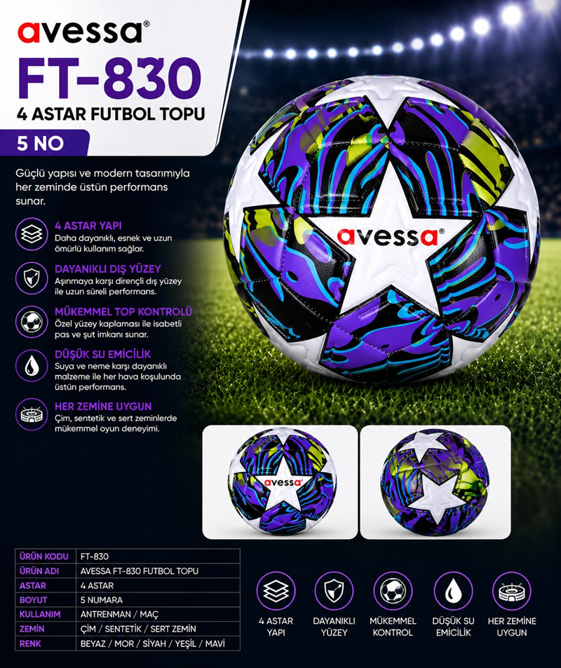 AVESSA FT-830 FUTBOL TOPU 4 ASTAR