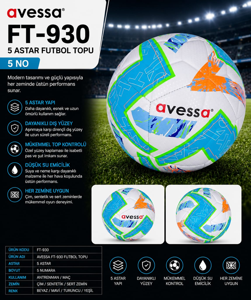 AVESSA FT-930 FUTBOL TOPU 5 ASTAR