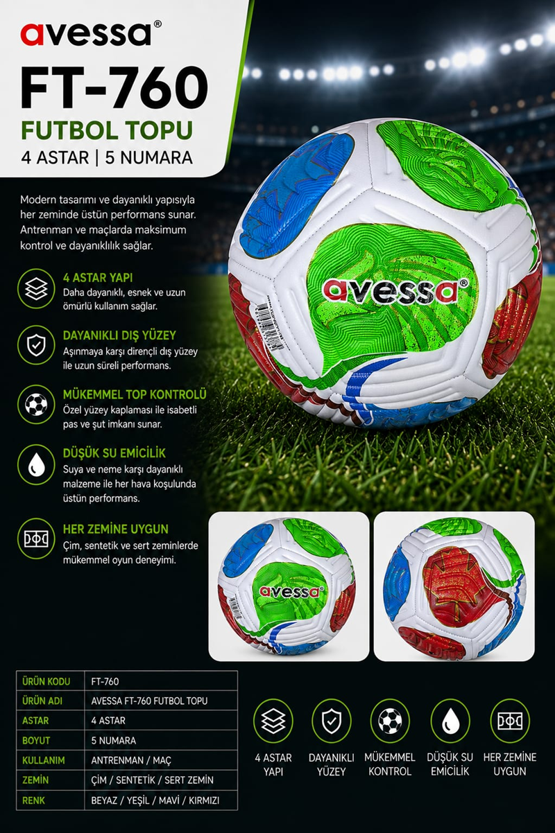 AVESSA FT-760 FUTBOL TOPU 4 ASTAR