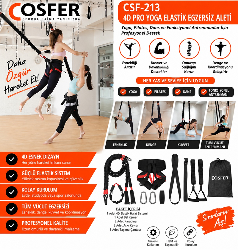 COSFER CSF213 4D PRO YOGA ELASTİK EZERSİZ ALETİ